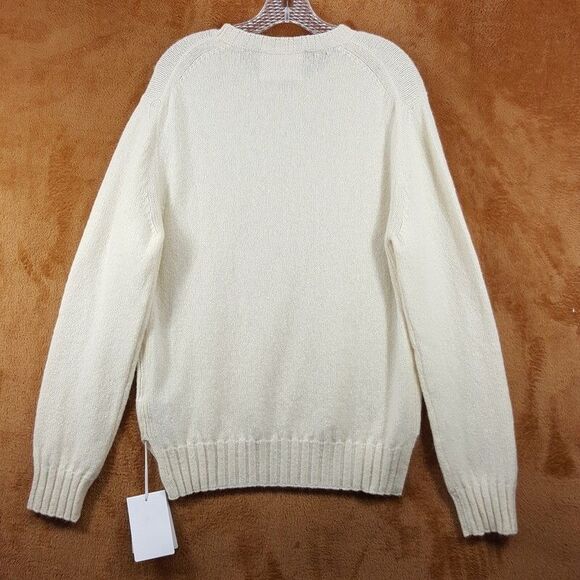 JIL SANDER Sweater Mens Size 48 Ivory Pullover Crew Side Slit Wool Mohair $1350 - Picture 4 of 10